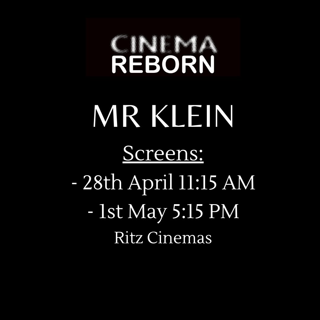 Cinema Reborn 2022 presents a 4K restoration of the mesmeric Mr Klein (1976). Don’t miss the two screenings! 11:15 AM THURS APRIL 28TH// 5:15 PM SUN MAY 1ST Randwick Ritz @ritz_cinema Tickets in bio and at cinemareborn.org.au #cinemareborn #sydneyfilmfestival #filmfestival