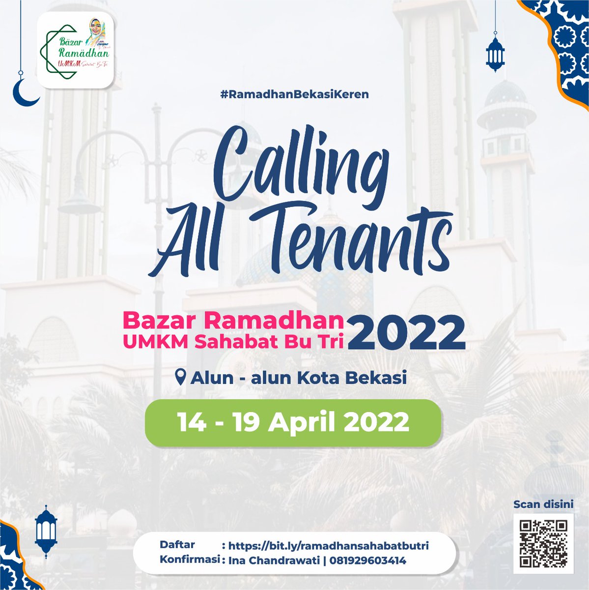 samatriofficial's tweet photo. Insyallah akan dilaksanakannya Bazar Ramadhan UMKM Sahabat Bu Tri 2022. Kegiatan ini mendorong kegiatan - kegiatan UMKM khususnya di Kota Bekasi yang di lakukan di Alun - Alun Kota Bekasi pada tanggal 14 -19 April 2022.Jika ingin bergabung dalam acara tersebut bisa cek di pemflet https://t.co/Zfzn8S7nzV