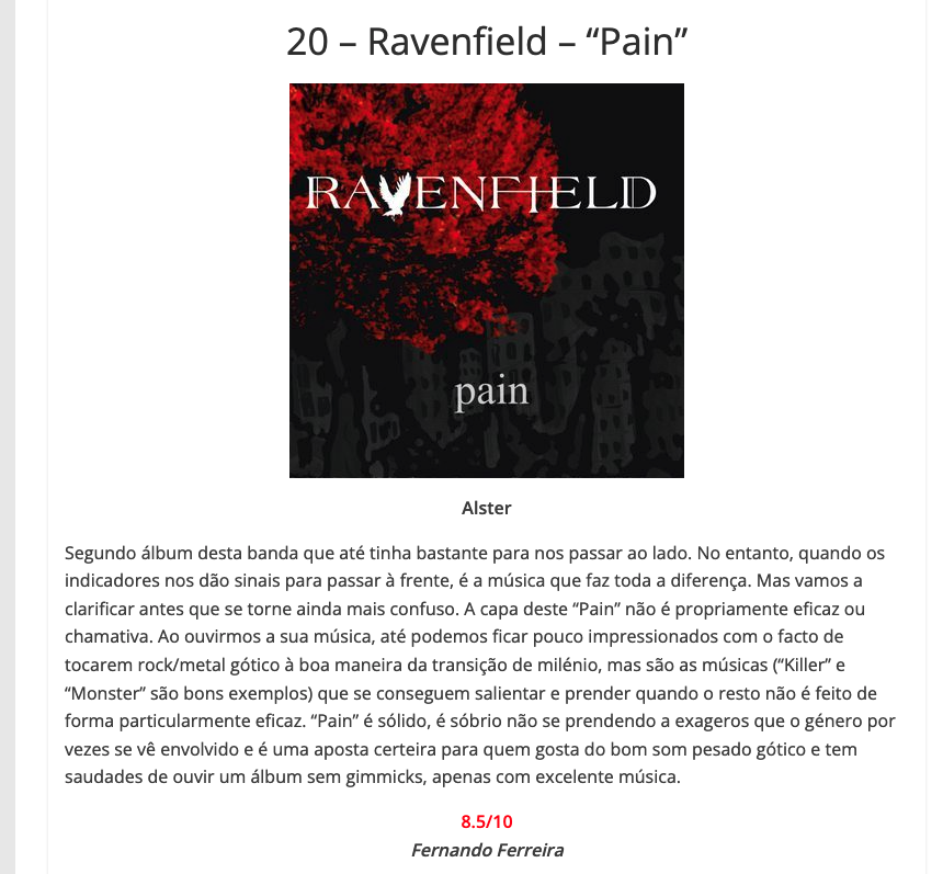 metalmessage's tweet photo. 𝕽𝖊𝖛𝖎𝖊𝖜 ▶ 8,5 / 10 ◀ @ World Of Metal 
🔎"… manages to stand out and captivate ..."
🖤 𝐑𝐀𝐕𝐄𝐍𝐅𝐈𝐄𝐋𝐃 • @Ravenfield_ • 🇩🇪 • 𝐃𝐚𝐫𝐤 𝐑𝐨𝐜𝐤 • #ravenfield
🎶 🎧 FFO: End Of Green, Paradise Lost, Charon
➤👉🆕 2nd album • '𝙋𝙖𝙞𝙣' • @AlsterRecords 
#PR #Rock https://t.co/xoe6kEBbKe