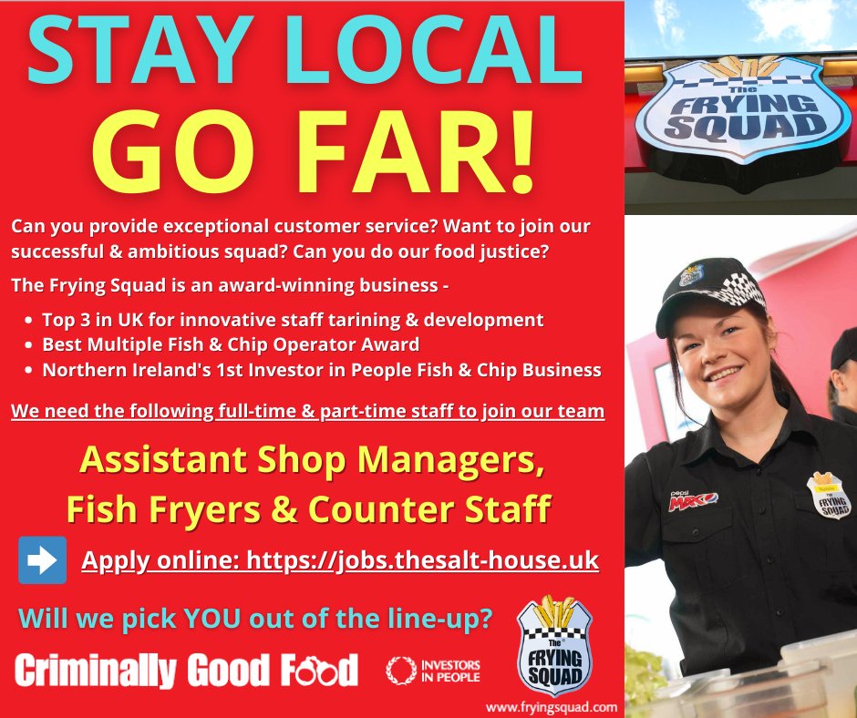 FryingSquad's tweet photo. 🚨 Fancy a job with us? 🚨

Why wait click the link &amp; apply today…

https://t.co/YufLDod9T2

#FishandChipJobs #AssistantManagers #FishFryers #CounterAssistants #Careers https://t.co/3mfr1EsRco