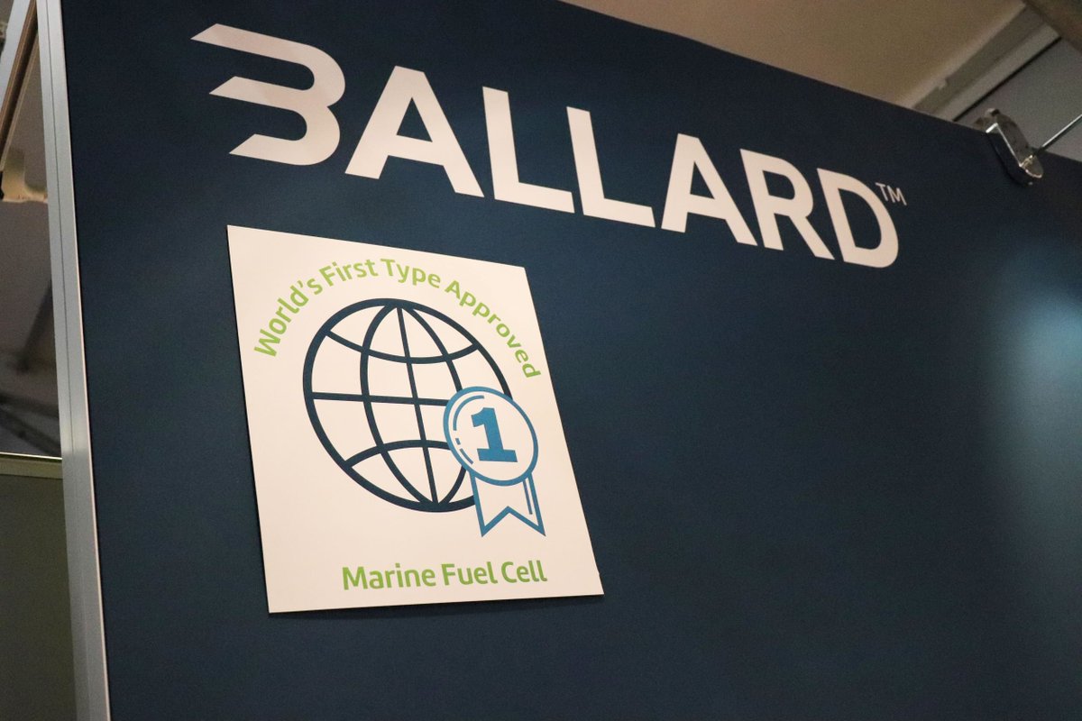 BallardPwr's tweet photo. Thanks to everyone who dropped by our stand at #Norshipping and joined us in celebrating the Type Approval of our marine fuel cell module FCwaveTM #poweredbyBallard #hydrogen #fuelcells #zeroemission #shipping #maritime #cleanvessels #action https://t.co/2XxtdhCoE5