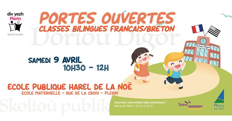 [PORTES OUVERTES - DORIOÙ DIGOR] 
L'école publique Harel de la Noë - Plérin ouvre ses portes demain matin pour vous faire découvrir les classes bilingues français/breton, de 10h30 à 12h.