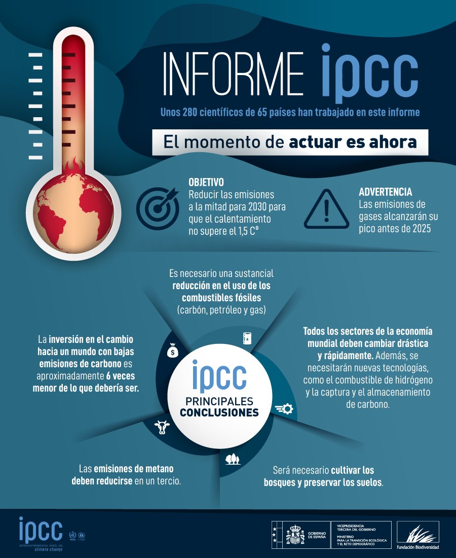 FBiodiversidad's tweet photo. Todavía estamos a tiempo de proteger nuestro planeta y nuestra salud, según el último informe @IPCC_CH.

El momento de actuar no se puede retrasar si queremos mitigar los efectos del #CambioClimático 🌍

Descubre qué medidas son necesarias 👇👇👇 https://t.co/u6FJWVQpg1