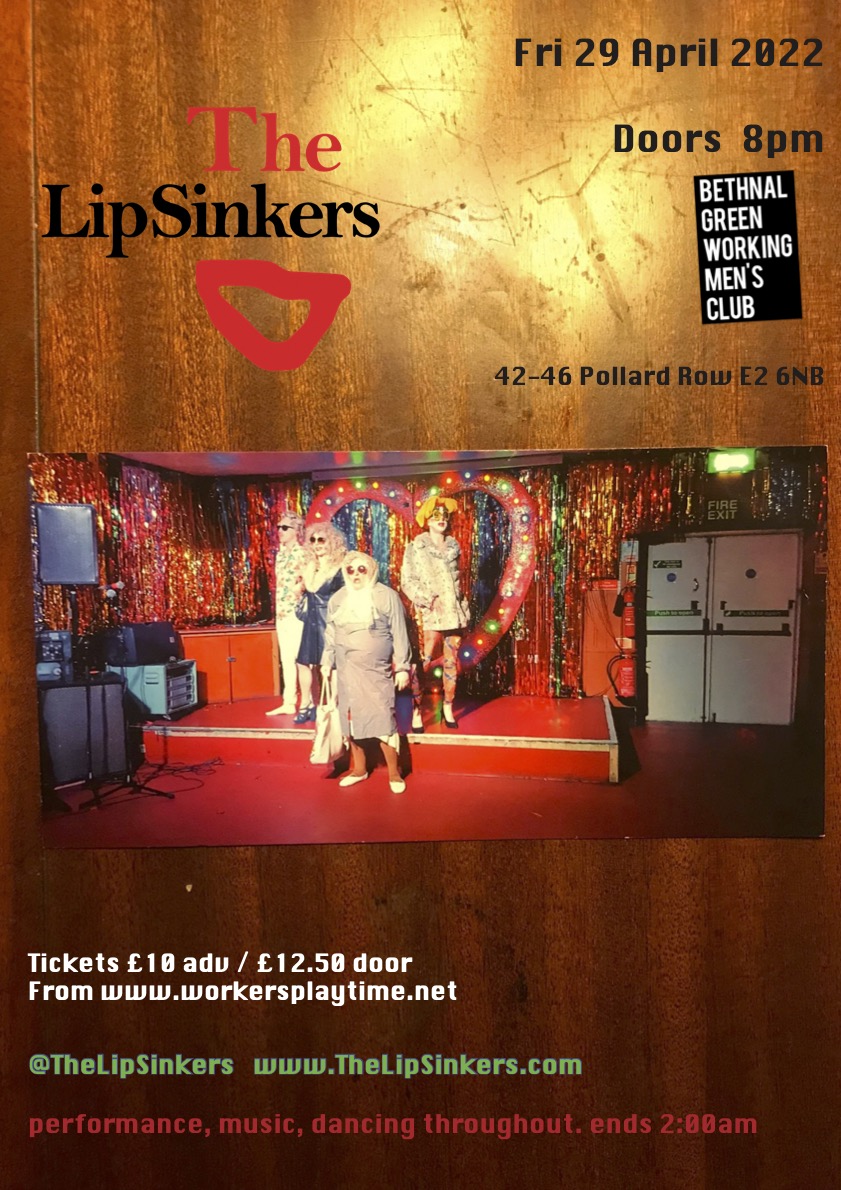 #TheLipSinkers are doing a night Downstairs @BGWMC Fri 29 April. All the usual chutzpah, and we made a poster!