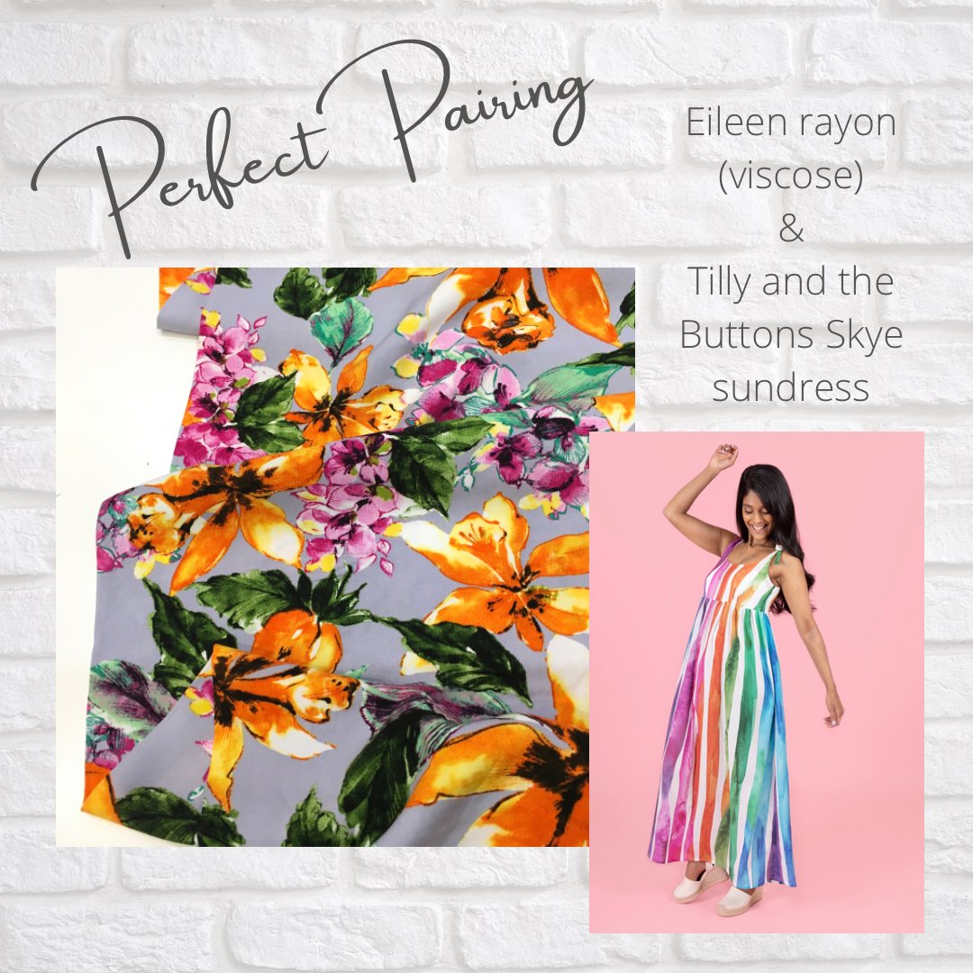 Gather_N_Sew's tweet photo. Patiently waiting for warmer weather? The Skye sundress from Tilly and the Buttons can be layered up with a cardigan or t-shirt and when summer arrives you have a gorgeous dress ready for soaking up the sunshine. Our Eileen rayon viscose is a perfect match.
#patternpairing https://t.co/YzltCGBM0O