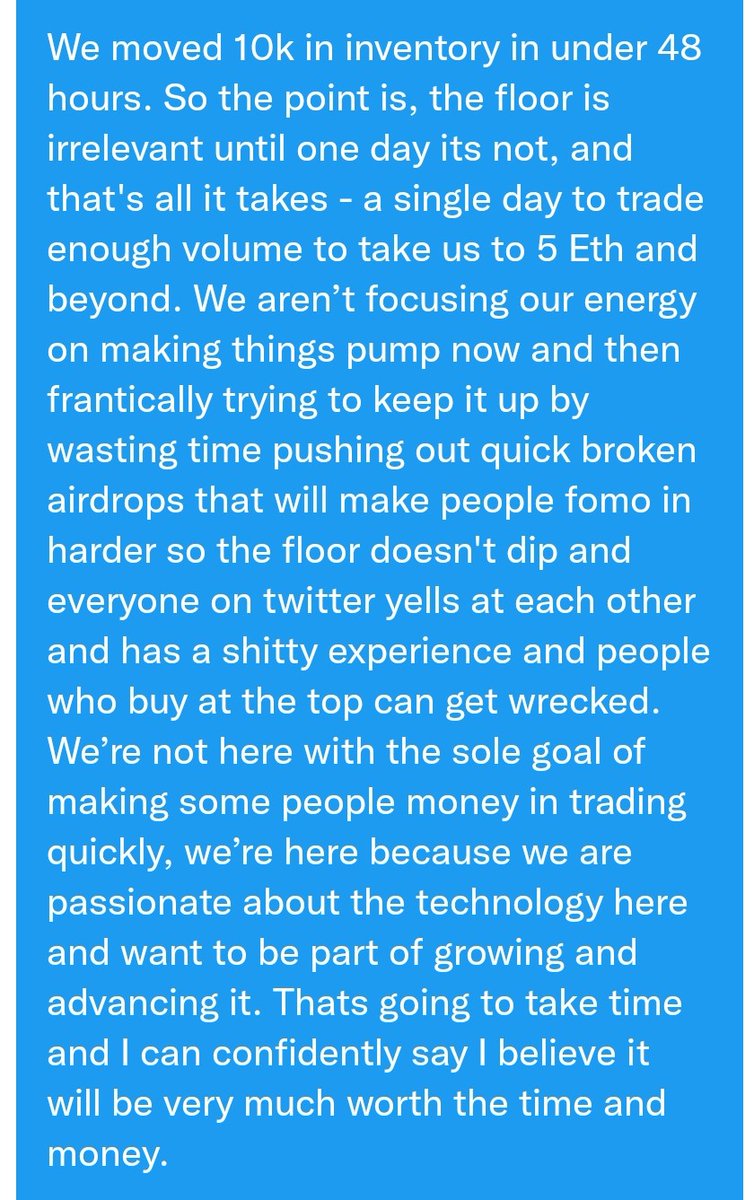 I spent a long time tonight writing to a holder who had some questions, and outlining how we plan to drive value at Hunnys. 

This excerpt highlights well what we -aren't- wasting our precious time and resources on on.