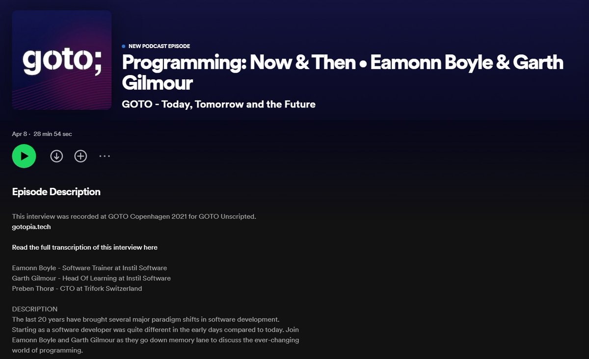 GOTOcon's tweet image. Starting as a software developer was quite different in the early days compared to today...

Join @BoyleEamonn &amp;amp; @GarthGilmour as they go down memory lane to discuss the ever-changing world of programming in the latest #GOTOpodcast ep. 🎙️

gotopia.tech/podcast