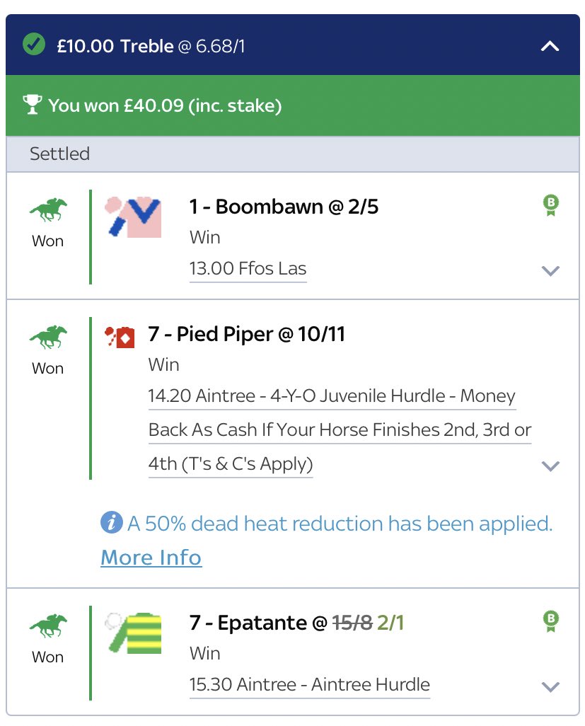 TheCornishTips1's tweet photo. Another winner yesterday ✅ 💰💰 great week for us so far and should only get better with a great weekend of sport ahead of us! Join us today for more winners like this 3 pointer from yesterday #Aintree #horseracingtips https://t.co/aDq7lToqk6