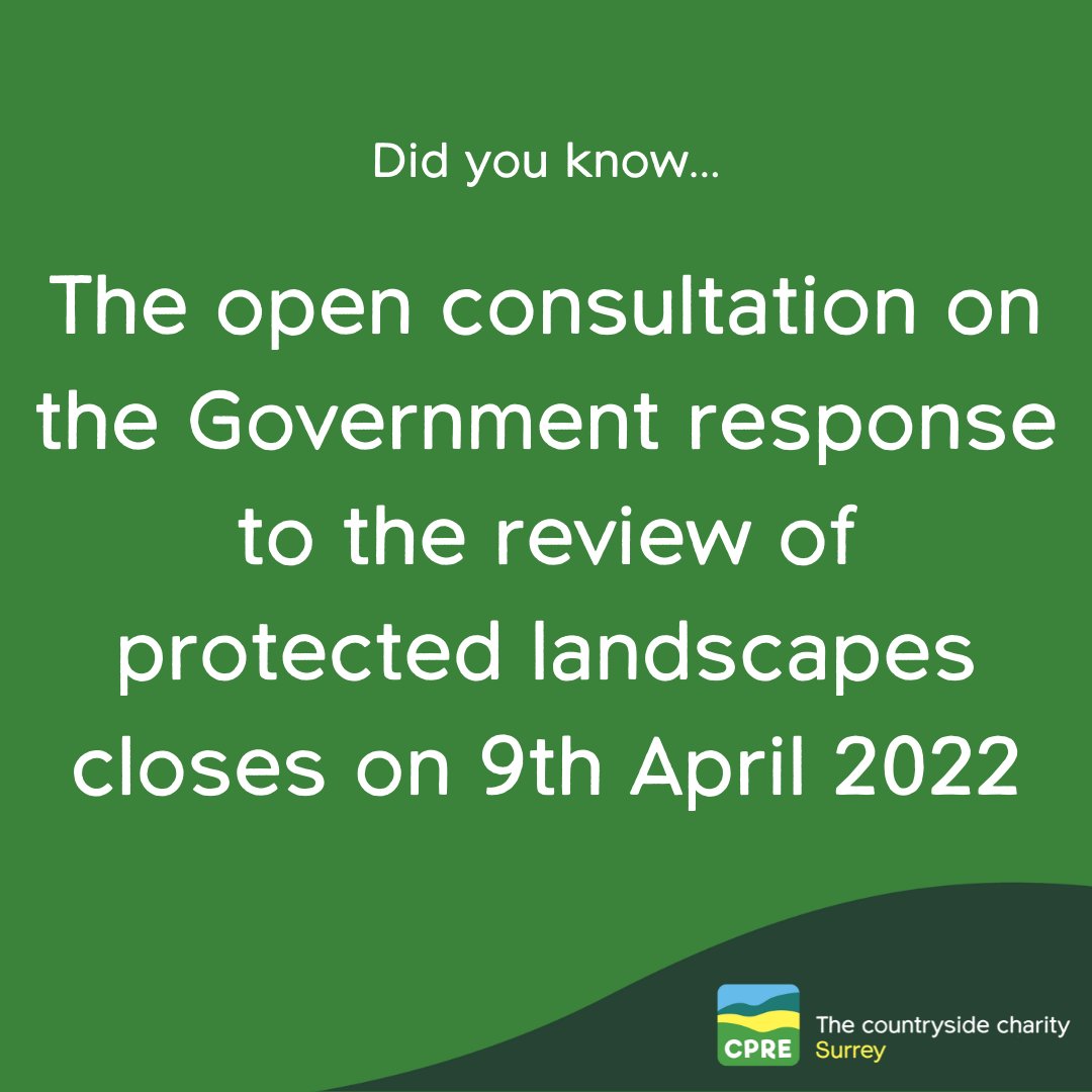 Join others in sharing your views on the proposed legislation that will impact #AONB, #naturerecovery, #landscapeprotection, and #biodiversity.

This consultation closes on Saturday 9th April: rewildingbritain.org.uk/news-and-views…

#areasofoutstandingnaturalbeauty #protectgreenspaces #surrey
