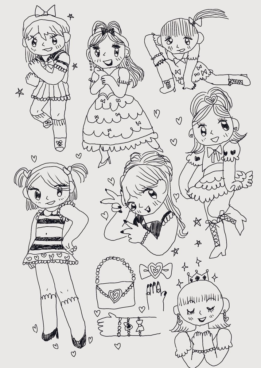 chom1015_'s tweet photo. まだ小さかった時のタッチで落書き。
4〜6歳ぐらいの時はリボン、ハート、フリル、ボーダー、編み上げブーツ、ヒール、王冠を多用していたな…懐かしすぎる…。 https://t.co/6ny4QSJ8QW