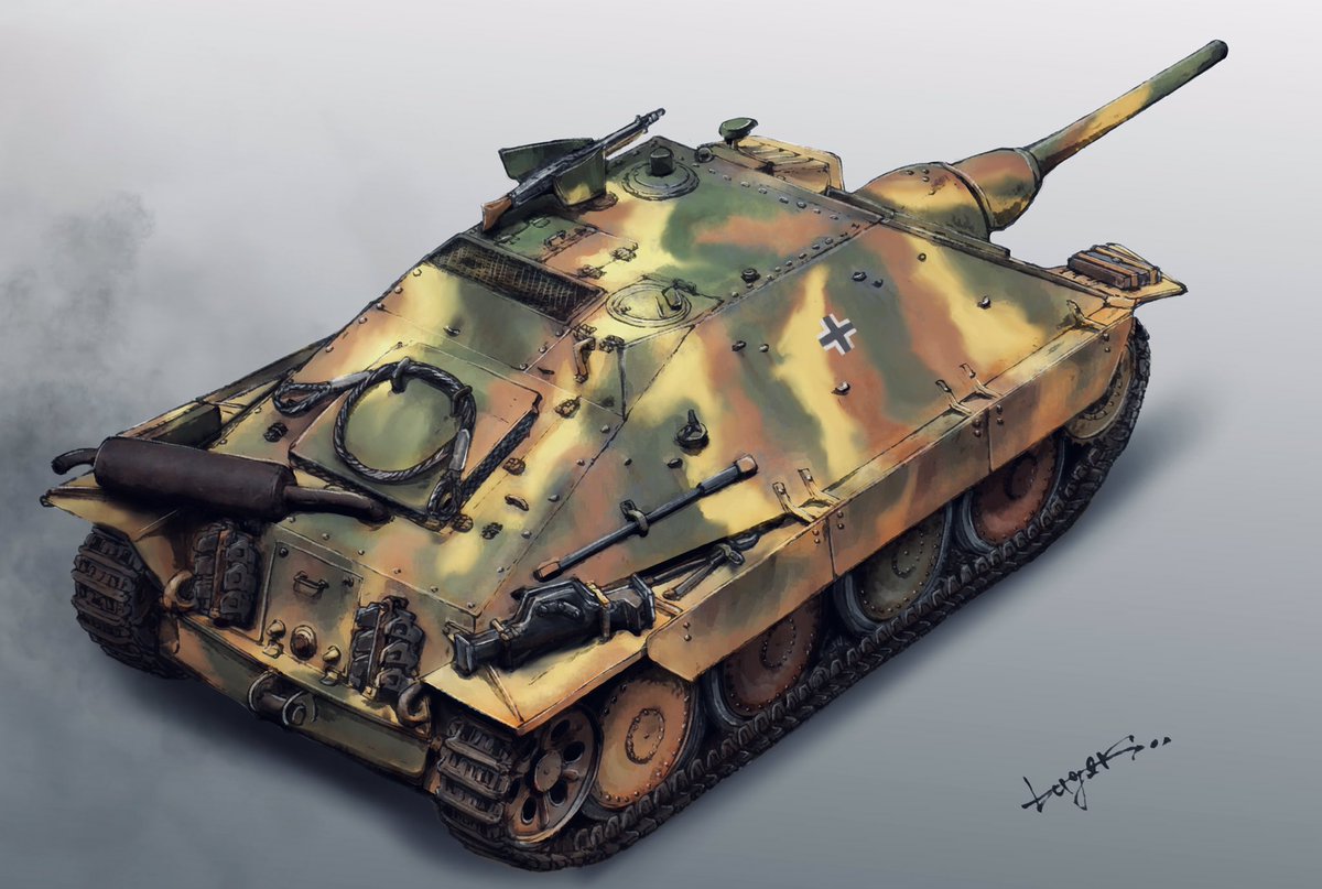 「Jagdpanzer 38(t) STARR
シュタール搭載型ヘッツァーです
か」|鬼ルガSのイラスト