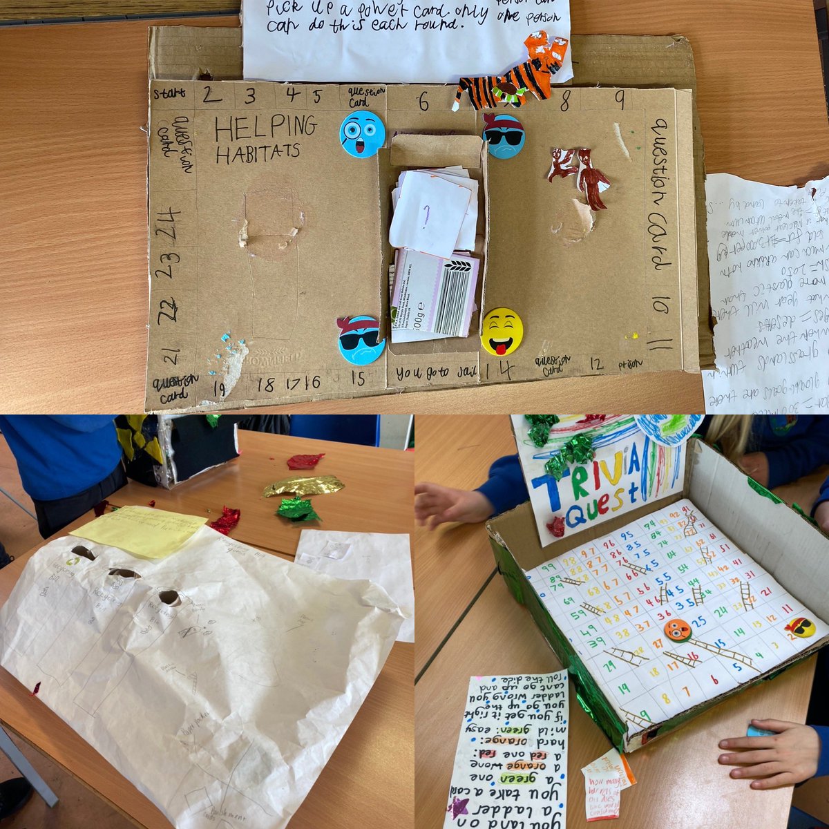 PrestonTowerPS's tweet photo. P6N made their own #GlobalGoals Life on Land board games! They designed their game, researched the questions and took turns to play each-others’ games. 
#SDGs #ClimateCrisis #activelearning https://t.co/kKdIwlm9VW