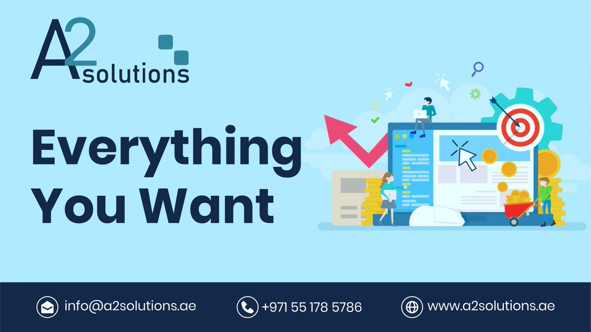 A2solution's tweet image. From website and mobile app development, CRM/ERP to Digital Marketing Services, AW Solutions, Dubai, UAE, is the right choice for everything you want to grow your business. For details, get in touch with us now.
Visit: a2solutions.ae
Mail: info@a2solutions.ae