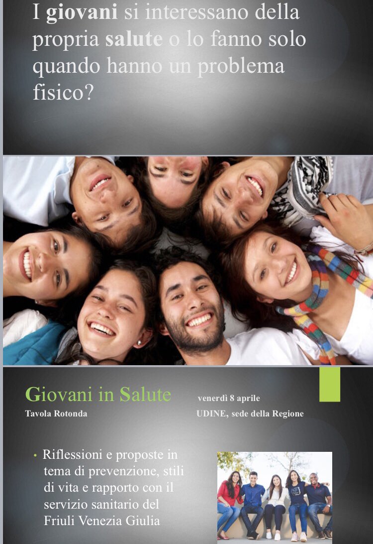sim_liguori's tweet photo. #Giovani in #Salute. A #Udine aperto il #cantiere per i percorsi di consapevolezza e di #promozionedellasalute nei giovani. #gruppocittadiniFVG https://t.co/LdRar05pAA