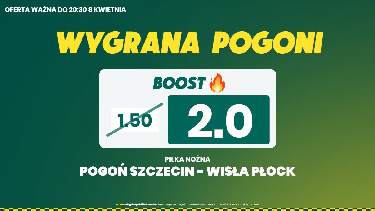BETFANPL's tweet photo. Wracamy do poważnego grania ( ͡° ͜ʖ ͡°)! Czas na #Ekstraklasa! Pogoń Szczecin WYGRA ☑️ z Wisłą Płock❓ W #MatchdayBOOST 🚀 PODWYŻSZAMY kurs do 2️⃣.0️⃣!
#POGWPŁ 👉 https://t.co/DNvW2Je6Vv https://t.co/NS0FuFuZoe