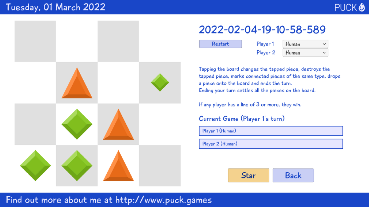 Since the start of my PhD working on <a href="/angelinasgames/">ANGELINA</a>, the most common question I got asked was "Can I download this and have it make games at home?"

Happy to report, after ten years, the answer is now: yes.

✨Announcing: Puck!

possibilityspace.org/blog-puck/