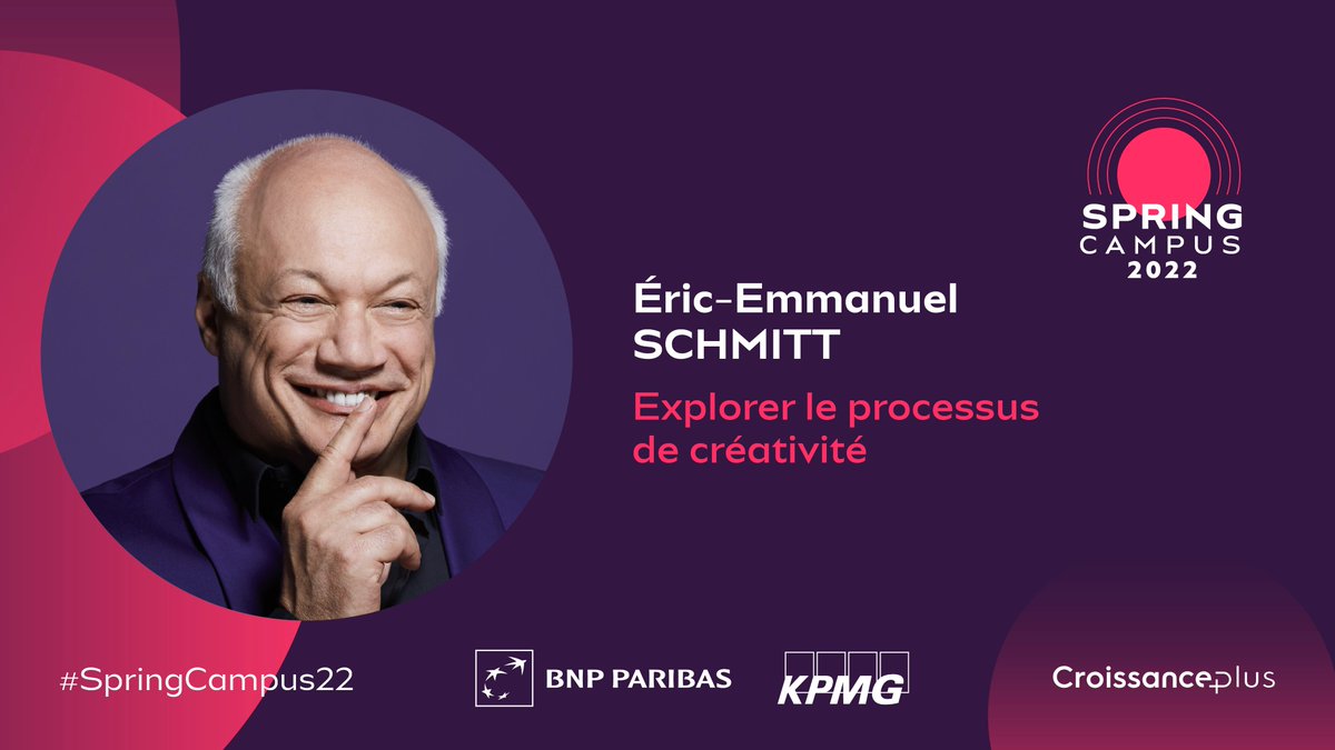 CroissancePlus's tweet photo. #SpringCampus22
@EESchmitt, écrivain, dramaturge, nouvelliste, réalisateur et comédien nous dévoile sa recette magique pour révéler le processus créatif qui sommeille en chacun de nous ! Nous l'écoutons ! https://t.co/0ah9m0Am6f
