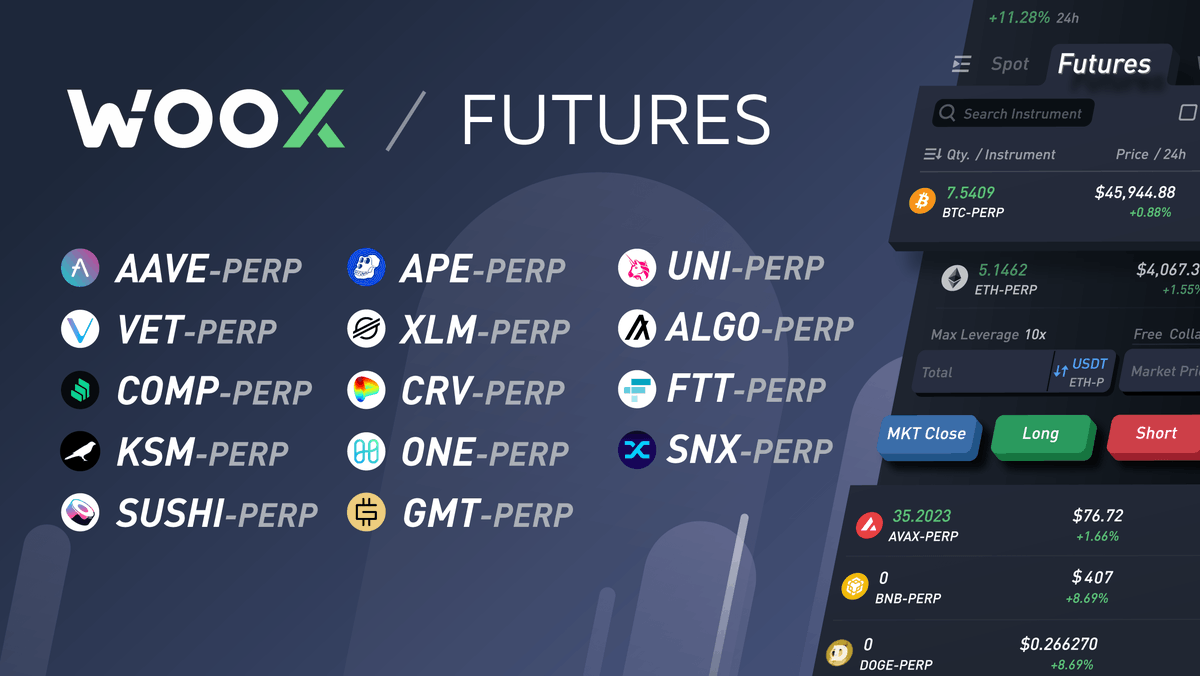 _WOO_X's tweet photo. Want to trade more of your favorites with zero-fee futures? 📈 

Unleash your inner ape with 14 new pairs listed on WOO X Futures!

Experience the zero-fee revolution today at https://t.co/o6MdghwfjF https://t.co/ThSvRN90Ow