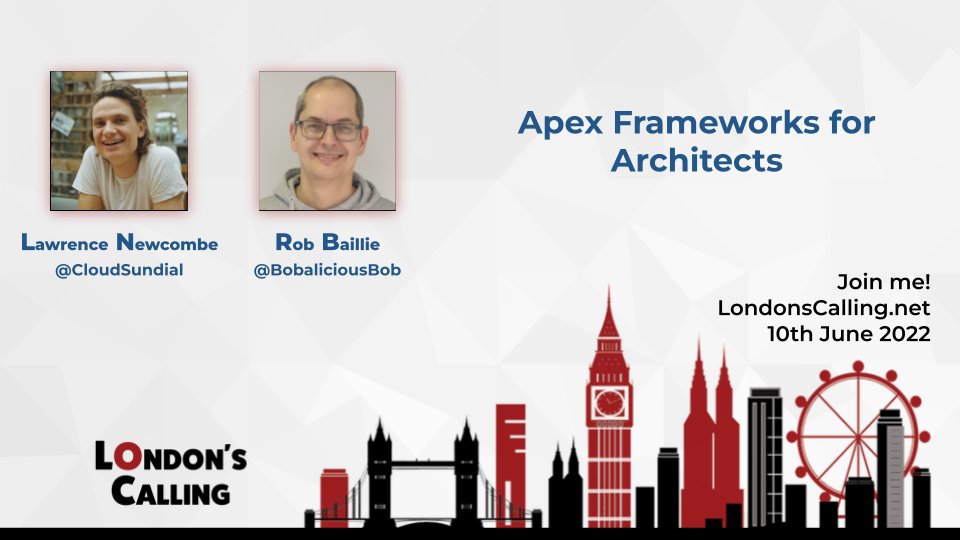Really excited about my team up with <a href="/CloudSundial/">Lawrence Newcombe</a>.

The <a href="/LDNsCall/">Londons Calling</a> talk I wish I'd seen when I started on Salesforce.

Building more by doing less.

AKA taking advantage of people who are cleverer than you.

AKA don't solve problems that someone else has already solved.

#LC22