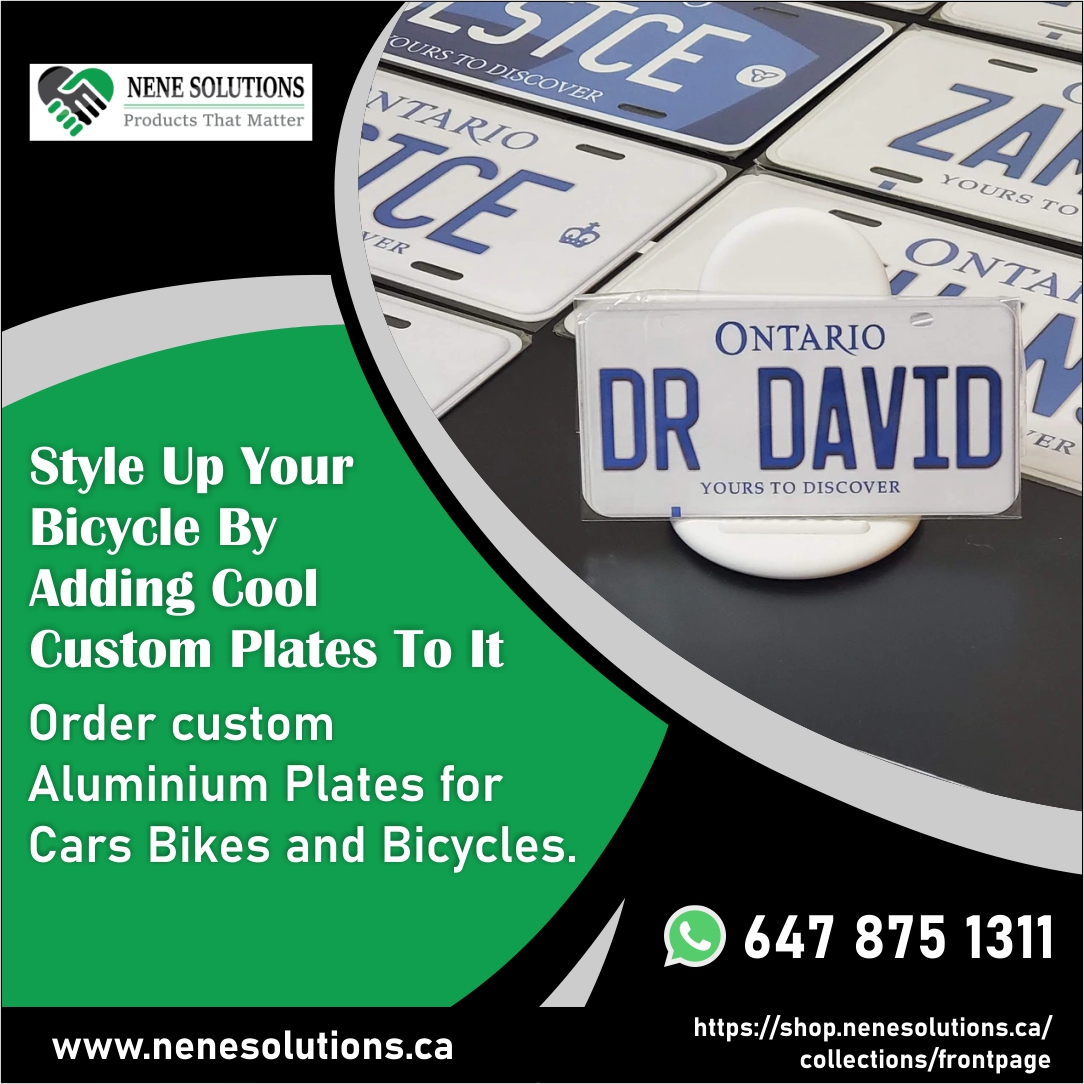 Peddle around the road with cool bicycle plates 🚴‍♀️

Style up your bicycle by adding Cool custom plates to it. Order custom aluminium plates for cars bikes and bicycles ✅
shop.nenesolutions.ca/collections/fr…     
WhatsApp - 647 875 1311 

#torontoartist #canadian #ontario #torontolife