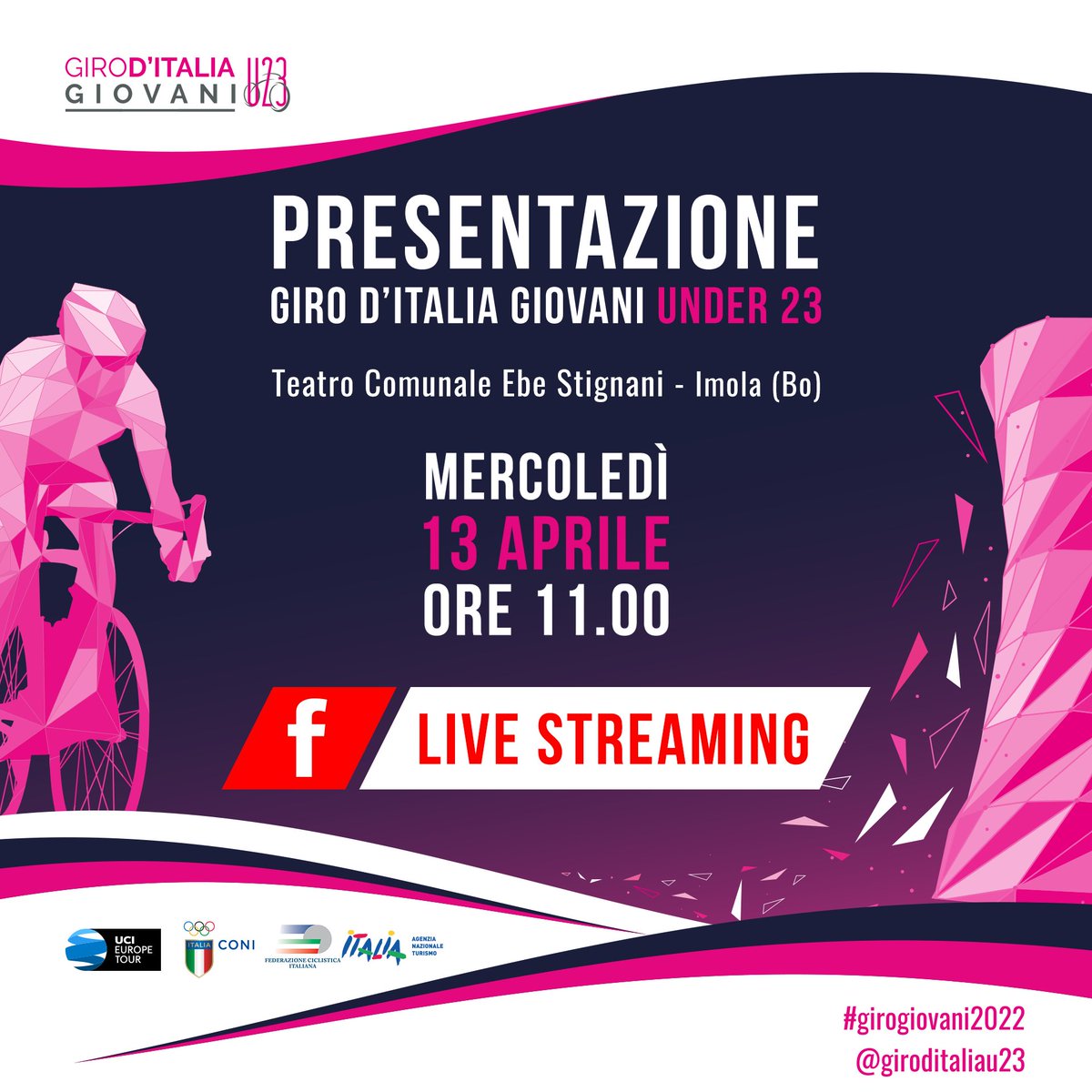 giroditaliau23's tweet photo. La presentazione ufficiale del Giro d’Italia Giovani Under 23 - 2022.
Seguila in diretta live sulla nostra pagina Facebook
#giroditaliau23 #girogiovani2022 #extragiro #livestreaming #cyclism #Under23 https://t.co/5PLsz8kGkt