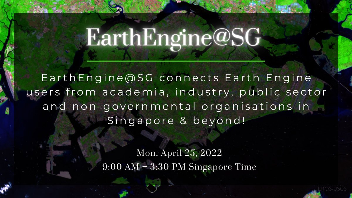 EOS_SG's tweet photo. Join the #EarthEngine community in Singapore at the #EarthEngineSG event on Monday 25 April at 9am SGT!
To register and learn more about this free event, visit https://t.co/iTDZB10orf https://t.co/1aPiiLFYSU