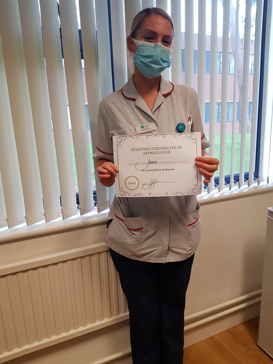 JacquiH077's tweet photo. Stafford suite - senior HCA, Jenna - another worthy winner of a gift bag &amp; Above &amp; Beyond certificate. My team are amazing every day and work so hard to support our patients. Well done, Jenna 👍🌟👍🌟👍🌟 https://t.co/9MJwR4uH9K
