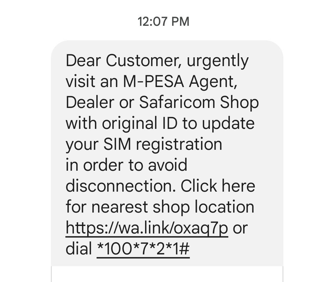 NhezronM's tweet photo. @Safaricom_Care received  message, does it mean my SIM details were not successfully updated. https://t.co/GEiXsZpskD