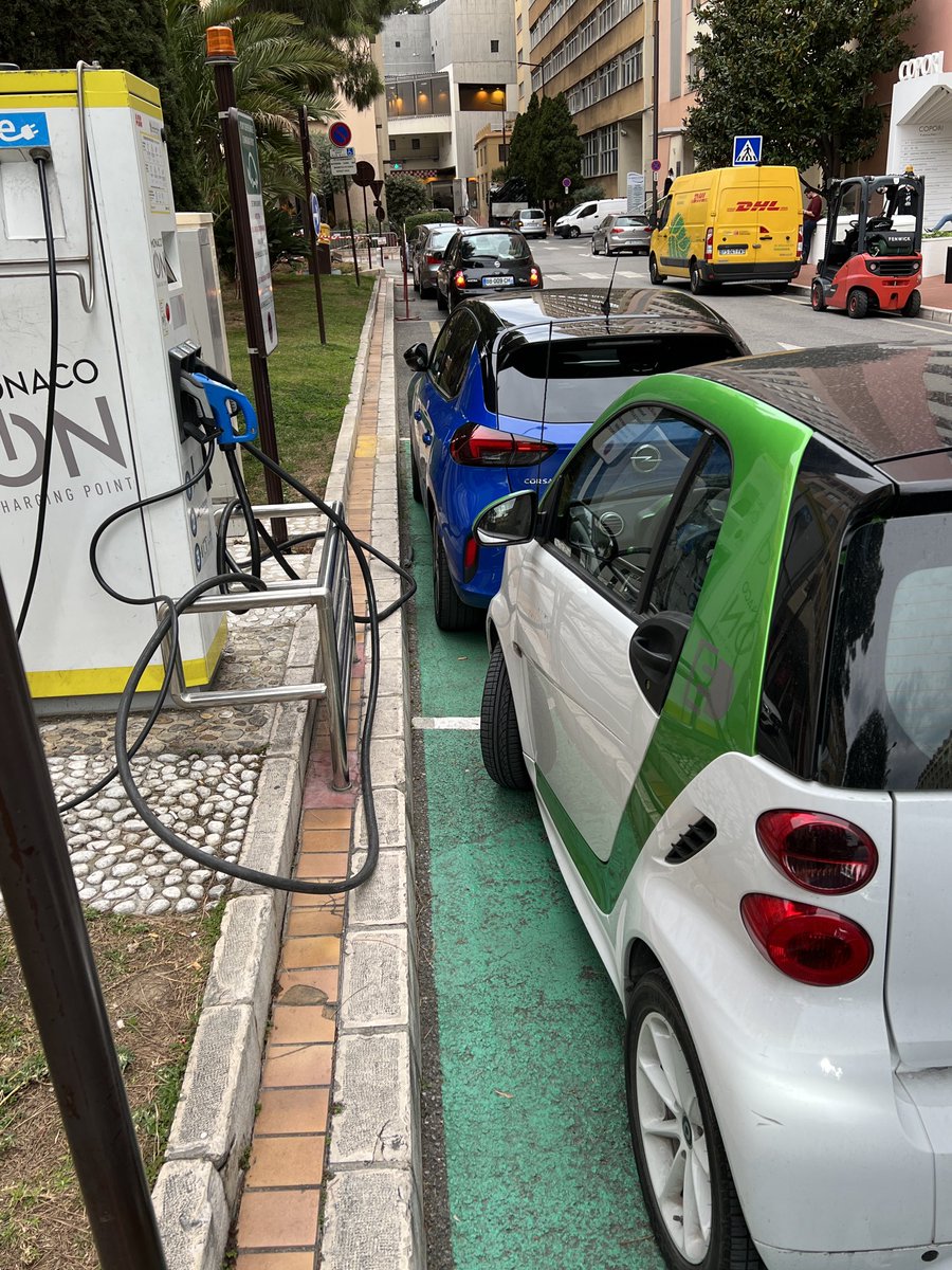 Electric car parking spots are for charging… not for just parking your electric car! 🤬 waited 20 mins for these people to return… they did not.. Parked and not even charging.. #Monaco #chargingetiquette