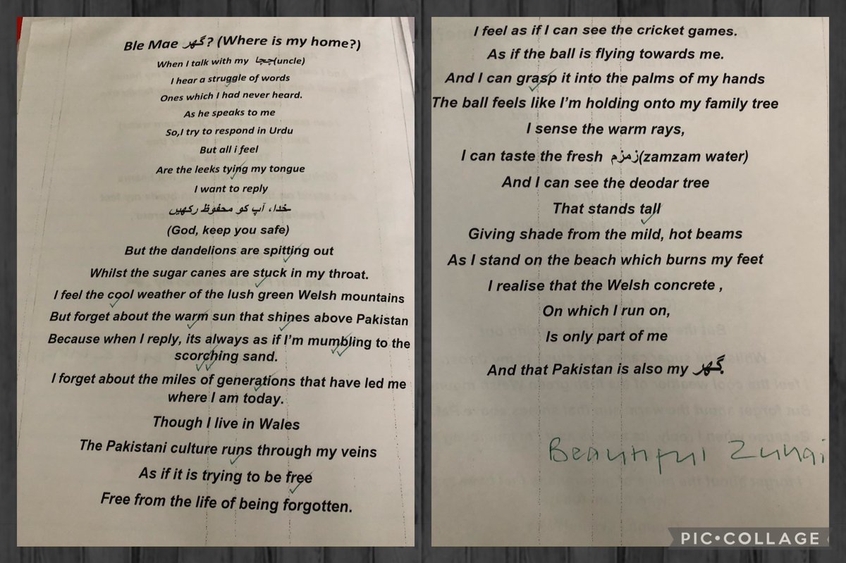 RADYR_English's tweet photo. Well done 7NE. Amazing bilingual / multi lingual  poetry inspired by Ble mae Bilaadi by Hanan Issa @Hananiscreative You really created a sense of longing and belonging. https://t.co/N1zL3xPKhd