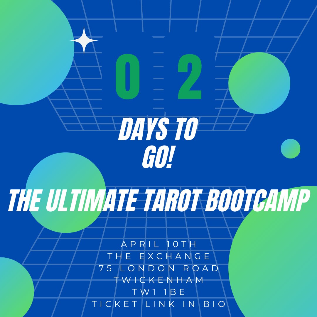 Two days to go until the Ultimate Tarot Bootcamp!

Ultimate Tarot Bootcamp has been created in a very specific way so it’s suitable for complete beginners as well as those who are already reading.

Book your tickets here: loom.ly/PwtF19o