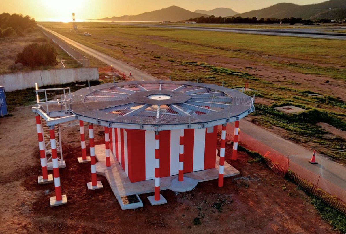 Deimos_Space_'s tweet photo. The installation of the new CVOR/DME antennas at the Ibiza Airport used for assisting #aircraftnavigation is progressing 📡✈ We have just finished the setting-up of the frangible #CVOR counterpoise, the first frangible counterpoise to be installed in Spain.
#airportsafety https://t.co/m6gw9aSSww