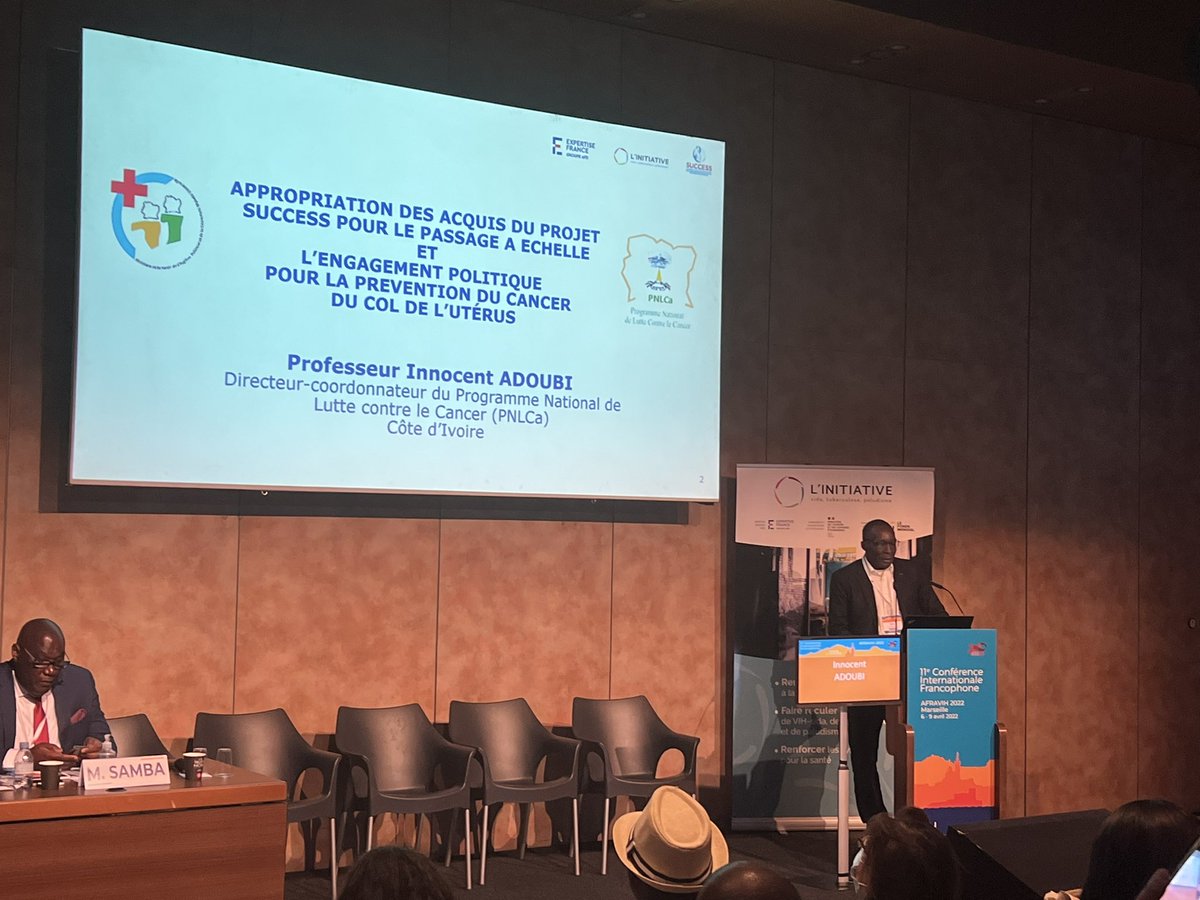 projetSUCCESS's tweet photo. #AFRAVIH2022 | Prof. Innocent ADOUBI, dir.-coordo. du Programme national de lutte contre le cancer du @Santeci présente les acquis et l’engagement de la Côte d’Ivoire pour le passage à échelle du #projetSUCCESS - sympo @expertisefrance https://t.co/qaXlKehlyk