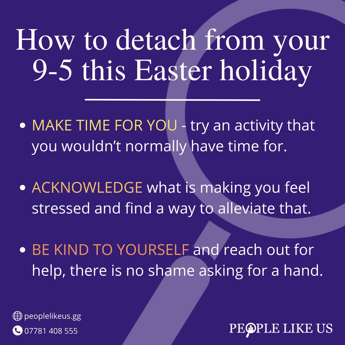 PeopleLikeUsGG's tweet photo. Taking a well deserved break this Easter? 

Time away from the office is so important, but it's easy to feel stressed out on your return after taking time off. 

Here are some ways you can really detach from your work over the holidays. https://t.co/W4odLS0SFs