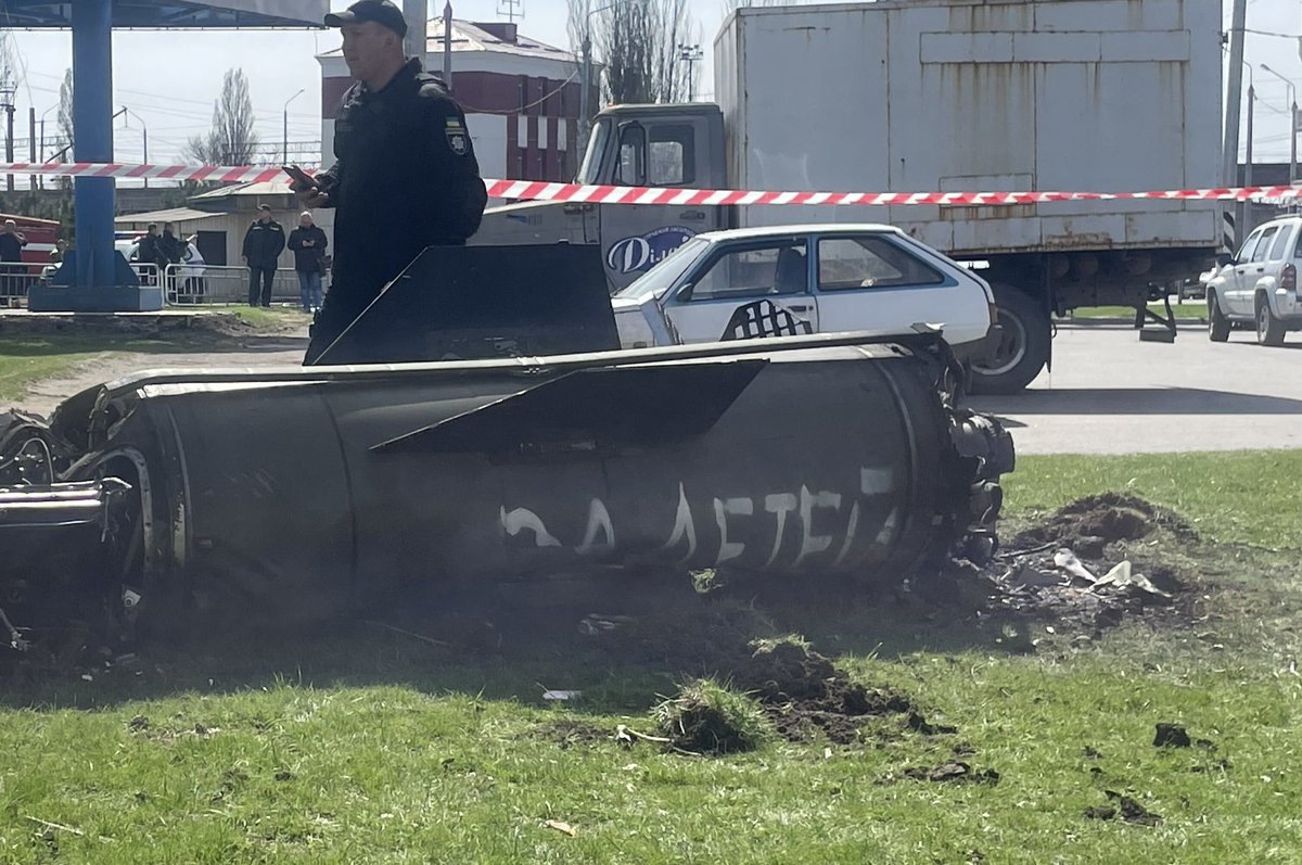 Missile that hit evacuees at Kramatorsk train station had “For [the] children” written on it. @DDaltonBennett reporting from the site