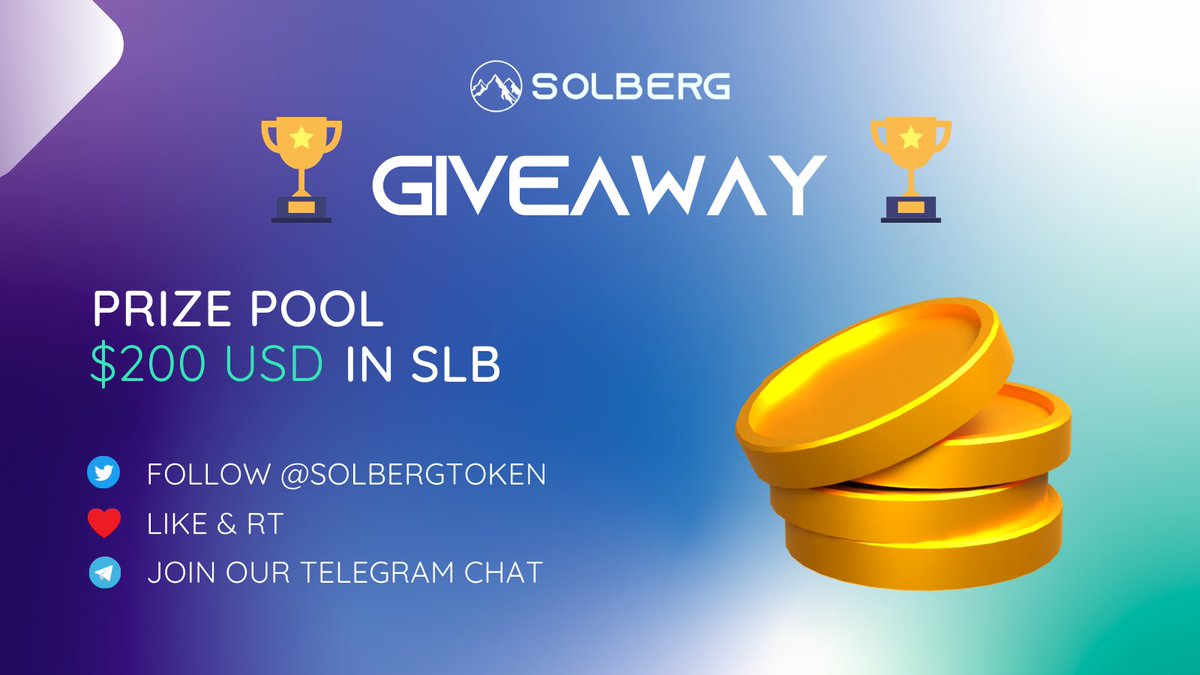 SolbergToken's tweet photo. 💰$SLB GIVEAWAY!

Prizes:
🏆 $20 in $SLB - for 5 followers
🏆 $100 in $SLB - DREAM PRIZE
Rules:
1️⃣ Follow @ Solbergtoken
2️⃣ Like &amp; RT
3️⃣ Join our Telegram chat (link in bio)

⏰ Winners will be announced on 15.04

#TokenGiveaway #CryptoGiveaway #SolanaGiveaways https://t.co/PP35Sz3Uob