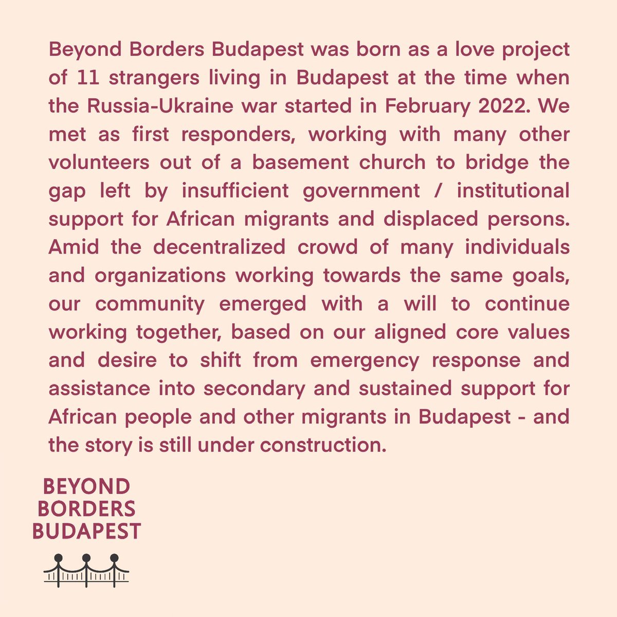 BeyondBordersBp's tweet photo. Beyond Borders Budapest was created to spread love in a time of need and despair.
Since February, we have filled the gap governments and institutions left in providing for people displaced from #UkraineRussianWar.

#SupportUkraine https://t.co/VgFb5NO43w