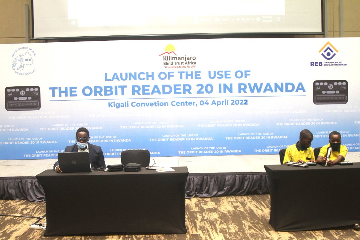 OrbitResearch1's tweet photo. Congratulations to our partner @KiliBlind on the launch of the Orbit Reader 20 by the Rwanda Basic Education Board in collaboration with @RUBRwanda to support the education of learners with visual impairment #OrbitReader20 #BrailleForAll https://t.co/JfklAUi9pS