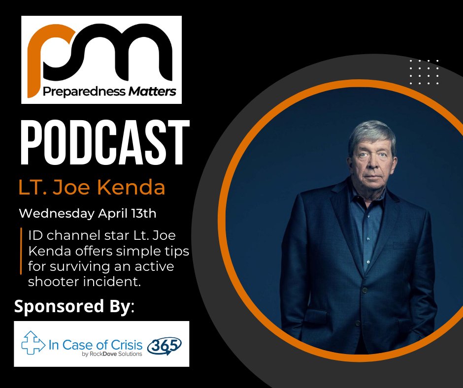 NowPreparedness's tweet photo. The recent shootings in Sacramento CA underscore the importance of awareness and personal safety. ID channel star Lt. Joe Kenda offers simple tips for surviving an active shooter incident. #podcast #emergencymanagement https://t.co/pqeFP9SCKh