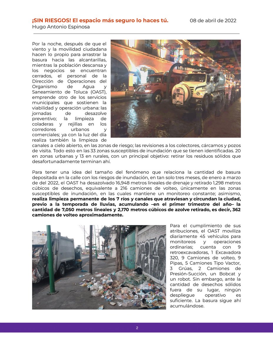 CmdtEspinosa's tweet photo. Buenos días!!!
Comparto mi Columna ¡SIN RIESGOS! de esta semana. La acumulación de basura en el drenaje y sus riesgos de inundación, frente a la Temporada de Lluvias que ya se avecina. Tomen sus medidas preventivas!!! 👇 https://t.co/RW6MpZbSiO