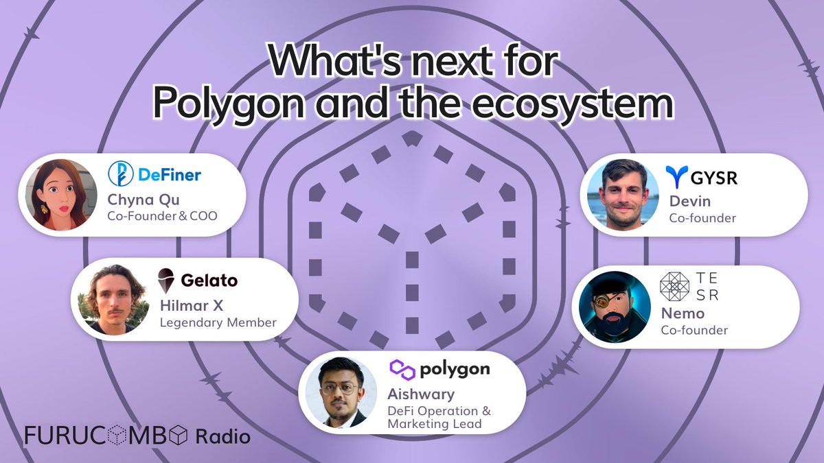 FURUCOMBO (@furucombo) on Twitter photo Our 1st ever 🎙️#FuruRadio - Topic: What's next for <a href="/0xPolygon/">Polygon</a> and the ecosystem?
📆April 13th @ 1 pm (EST)
✨Join us for the discussion with special guests✨
<a href="/hilmarxo/">Hilmar</a>, <a href="/ncerovac/">Captain Nemo 🦞</a>, <a href="/devinaconley/">Devin Conley</a>
@Crypto_Wildwest, @Chynaqu1
Earn a #OAT from <a href="/ProjectGalaxyHQ/">Now Galxe (Previously Project Galaxy)</a> for attending! Our 1st ever 🎙️#FuruRadio - Topic: What's next for <a href="/0xPolygon/">Polygon</a> and the ecosystem?
📆April 13th @ 1 pm (EST)
✨Join us for the discussion with special guests✨
<a href="/hilmarxo/">Hilmar</a>, <a href="/ncerovac/">Captain Nemo 🦞</a>, <a href="/devinaconley/">Devin Conley</a>
@Crypto_Wildwest, @Chynaqu1
Earn a #OAT from <a href="/ProjectGalaxyHQ/">Now Galxe (Previously Project Galaxy)</a> for attending!