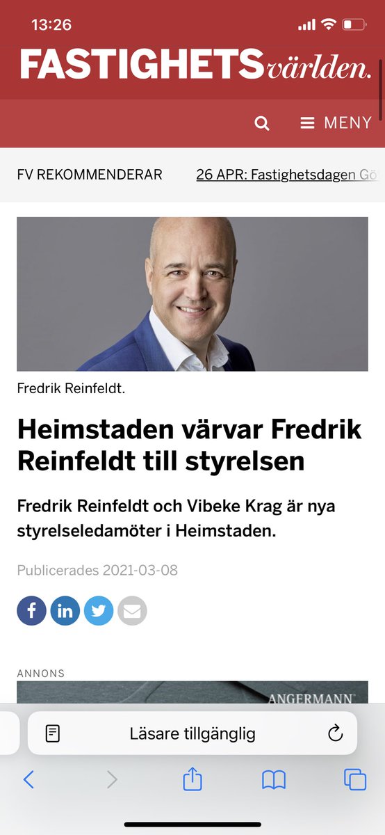 Fastighetsbolaget som köpt fastigheten från Eskilstuna kommun heter Heimstaden. Vem rekryterades nyss till Heimstadens styrelse? 

Fredrik Reinfeldt.