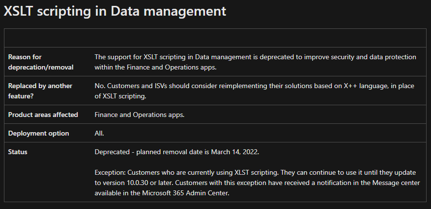 nicolasbastossp's tweet image. Dear Dynamics F&amp;amp;O Developers, the XSLT transformations in DMF will not be available anymore.

#MSDynFO #Dynamics365 #Microsoft
