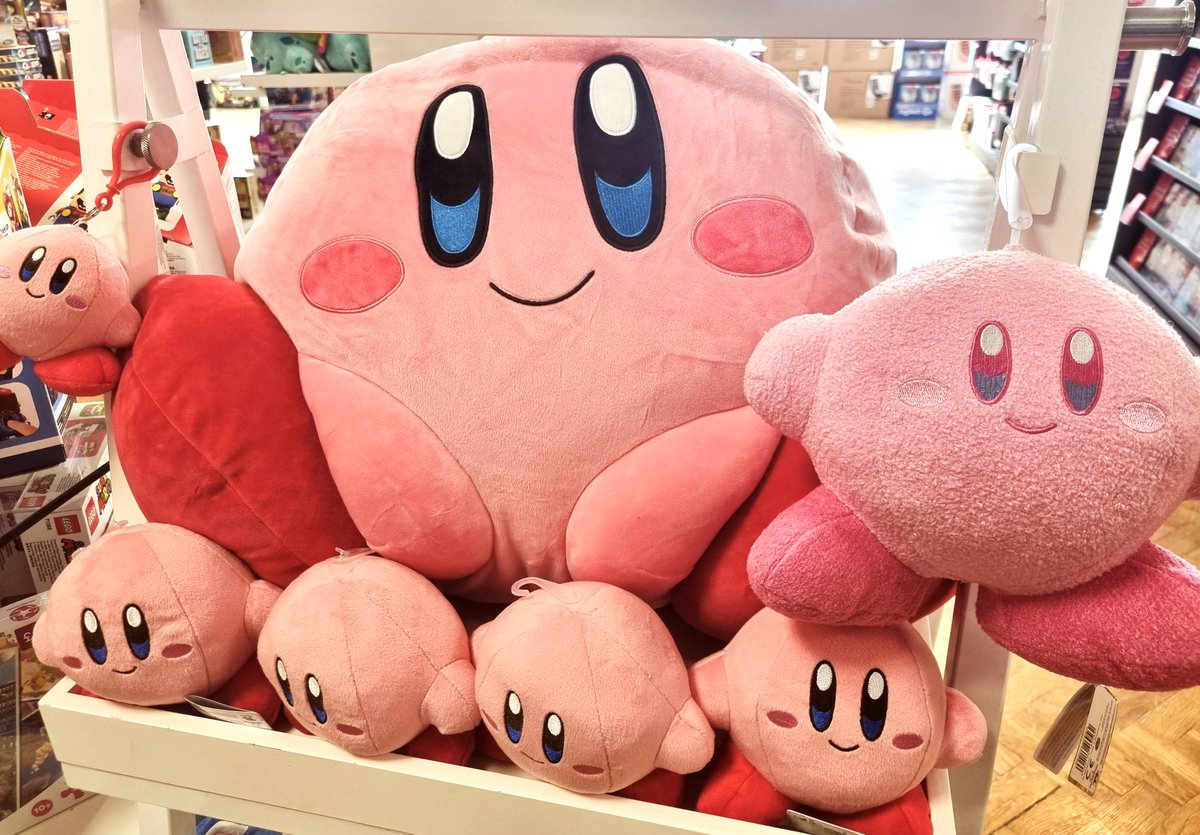 GAMEMancHOF's tweet photo. Do you need a Kirby plush?
We have Kirby plushes of all shapes and sizes! 
We are unsure what they ate before coming into the store, so powers may vary...

(They are also all 20% off with #GAMEReward) https://t.co/HOVyNl3GrX