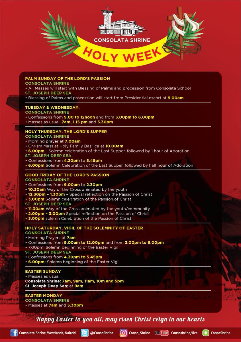 Consoyca's tweet photo. Holy Week @ShrineConsolata 2022

#holyweek https://t.co/TBGy0sxJKp