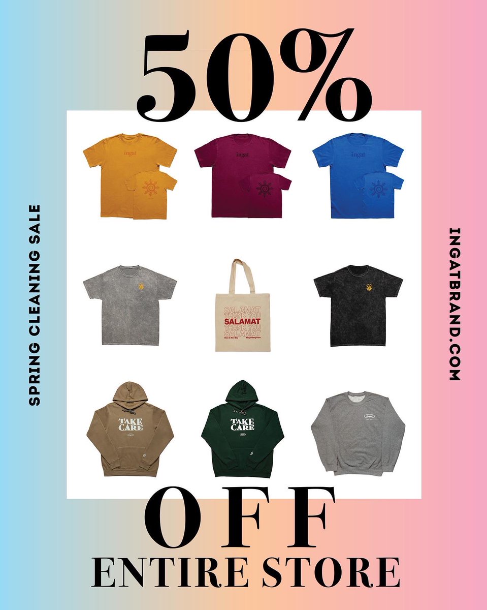 ingatbrand's tweet photo. Now live on our shop!
50% OFF ENTIRE STORE

https://t.co/1Hbb6WtF3p 

Sale will end next Saturday (4/16)
🇵🇭❤️💛💙 https://t.co/zl55HztZUy