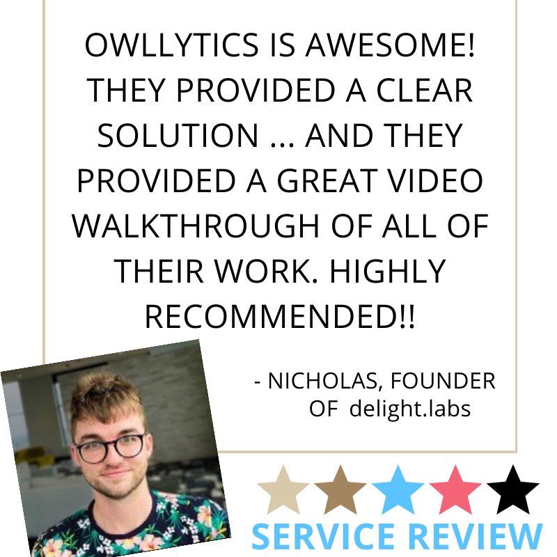 OWLlytics's tweet photo. It's always a great feeling to hear clients say good things! 🥳🥳

We created a simple dashboard to provide some insights for his sales funnel. It was a fun project &amp; Nicholas was amazing to work with!

#DataVisualization #DataAnalytics #BusinessAnalytics #business #testimonial https://t.co/4FOqL6pdac