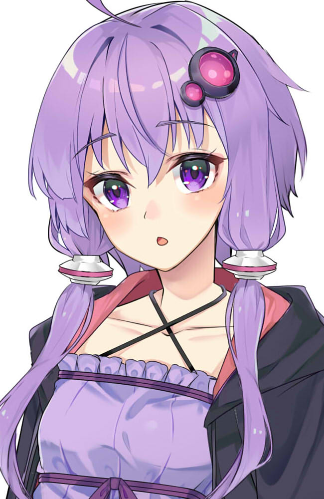 yuzuki yukari 1girl solo purple hair criss-cross halter purple eyes dress purple dress  illustration images