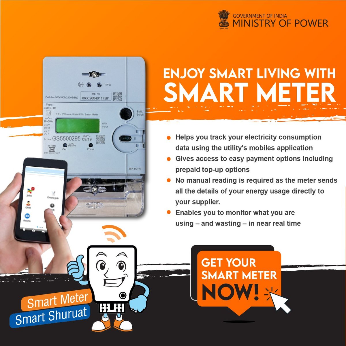 Take a step closer to a smarter future. Enjoy the benefits like real-time monitoring of your electricity usage, easy recharge options and much more. 

Get your Smart Meter today &amp; start saving your time and money. 

#SwitchtoSmartMeter 
#SmartMeterSmartShuruat 
#SmartHome