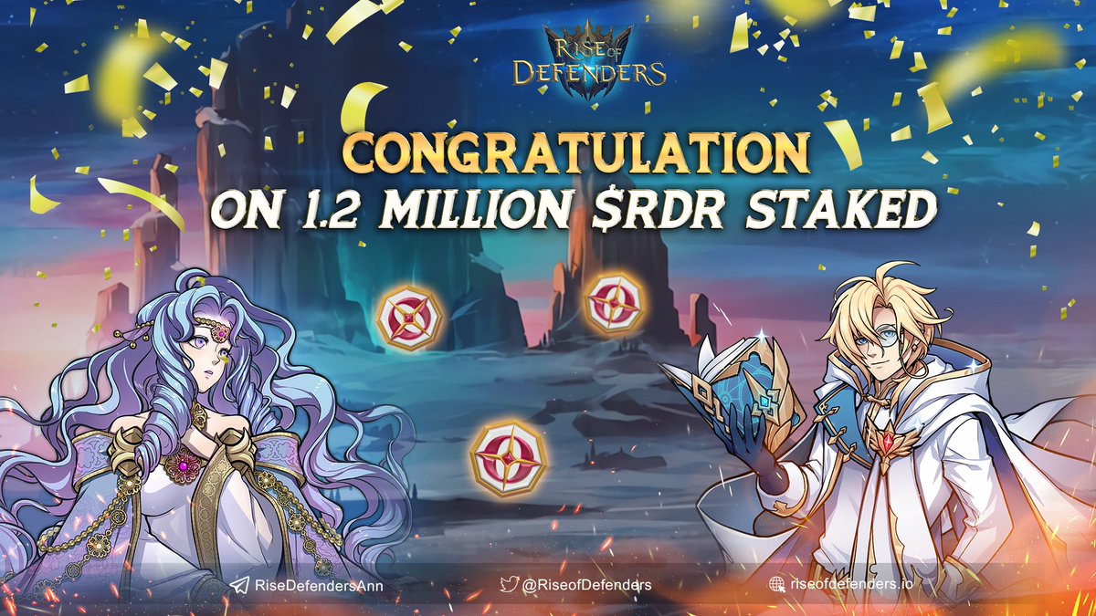 🎉CONGRATULATION 1.2M $RDR STAKED🎉

🤩Our Staking pools have been staked in a total of over 1.2M $RDR token. This remarkable number instantly exposes an incredible attraction from the community.

🙏Thank you so much Defenders. Let's staking!

#ROD #RDR #Riseofdefenders #Staking